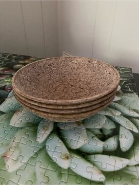Vintage KY-SITE Textured Faux Burl Beige Bowls